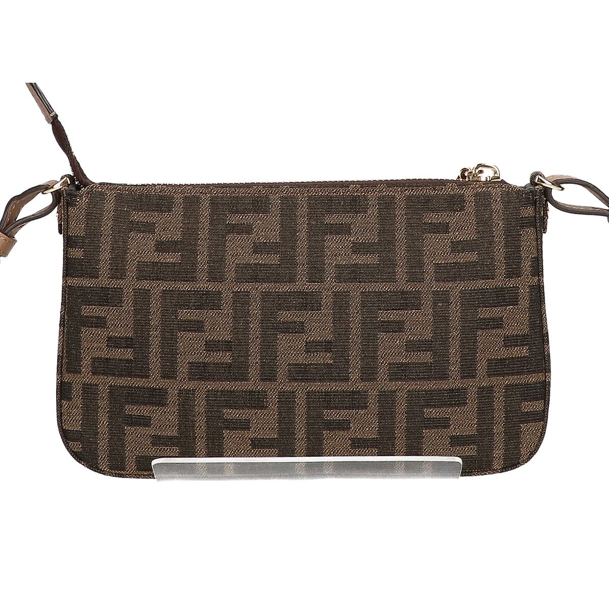 Fendi Baguette Pouch Zucca Pattern FF Jacquard Fabric Slim Clutch Chain — view 3
