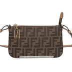 Fendi Baguette Pouch Zucca Pattern FF Jacquard Fabric Slim Clutch Chain