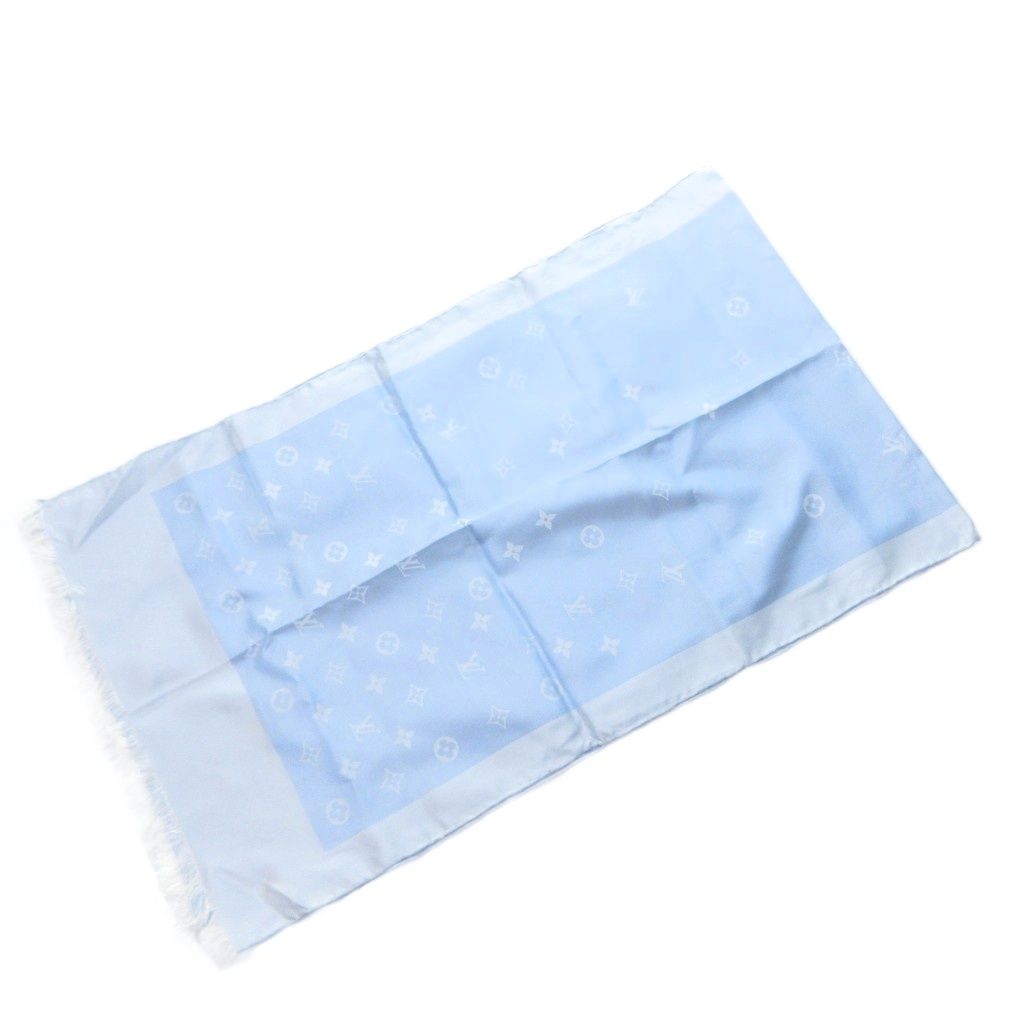 Louis Vuitton Shawl Echarpe Capri Silk Light Blue Scarf