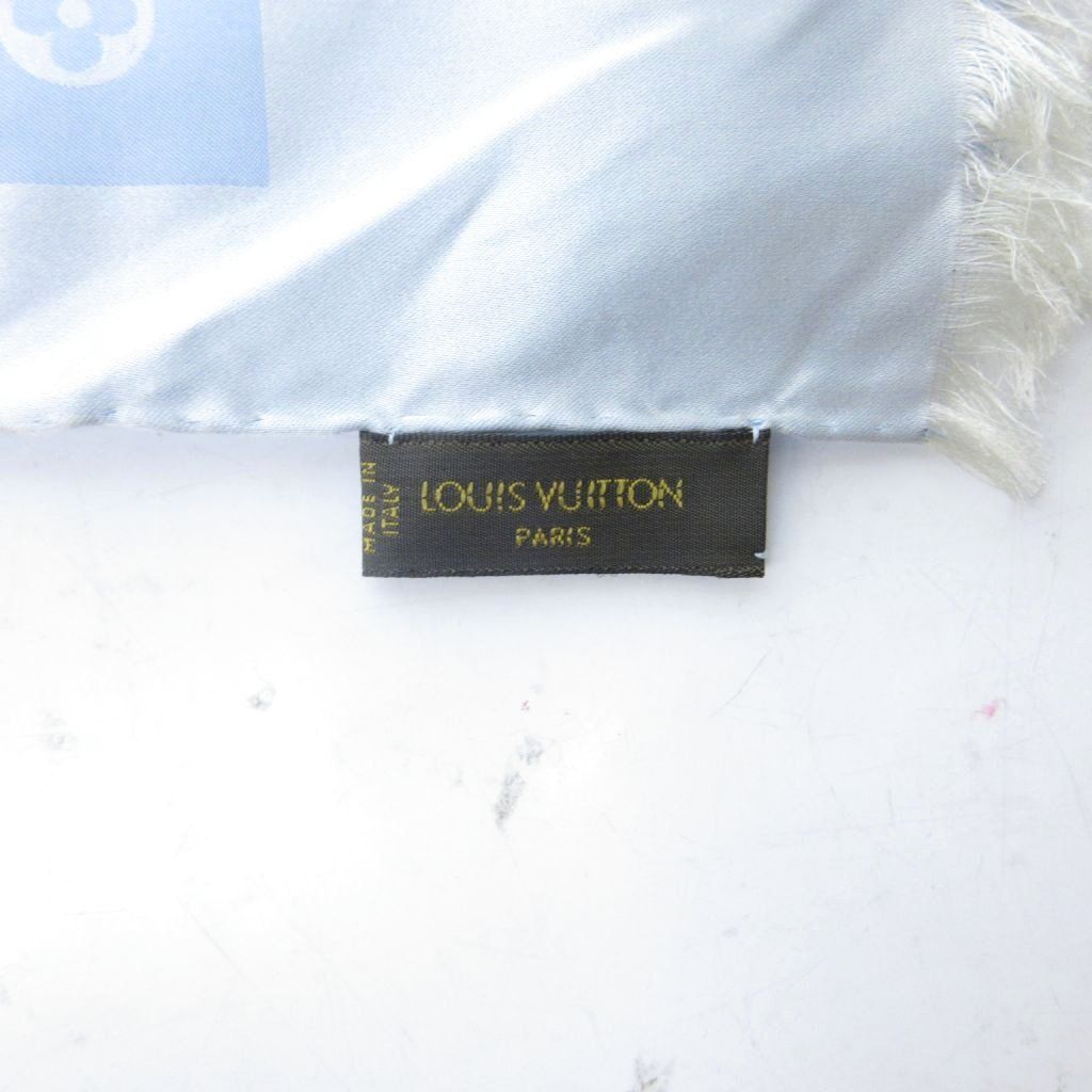 Louis Vuitton Shawl Echarpe Capri Silk Light Blue Scarf — view 3