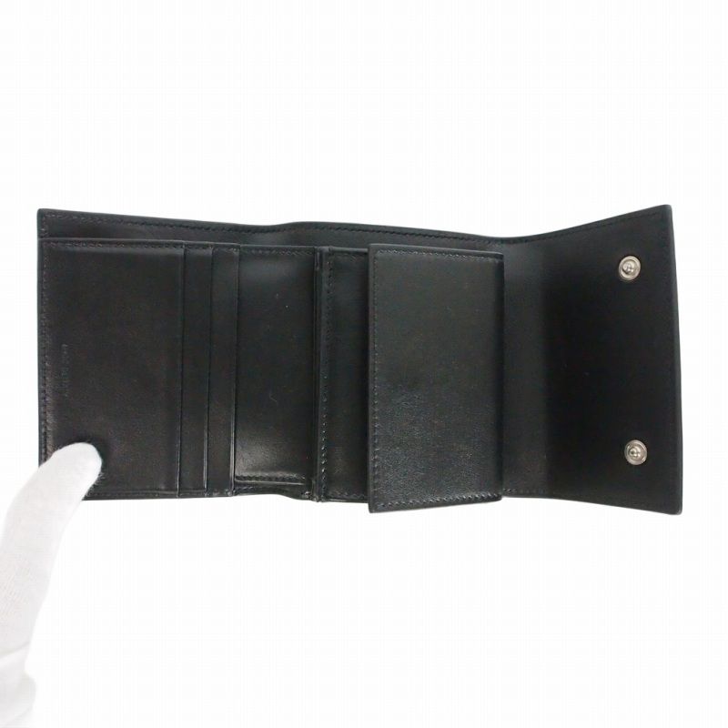Celine Trifold Wallet in Grained Calfskin Black Bifold — view 3