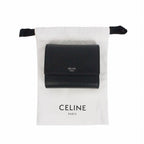 Celine Trifold Wallet in Grained Calfskin Black Bifold — view 7