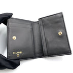 Chanel CC Logo Random Leather Caviar Black Card Case Silver — view 3