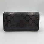 Gucci Imprime GG Pattern Leather Black Bifold Wallet Silver