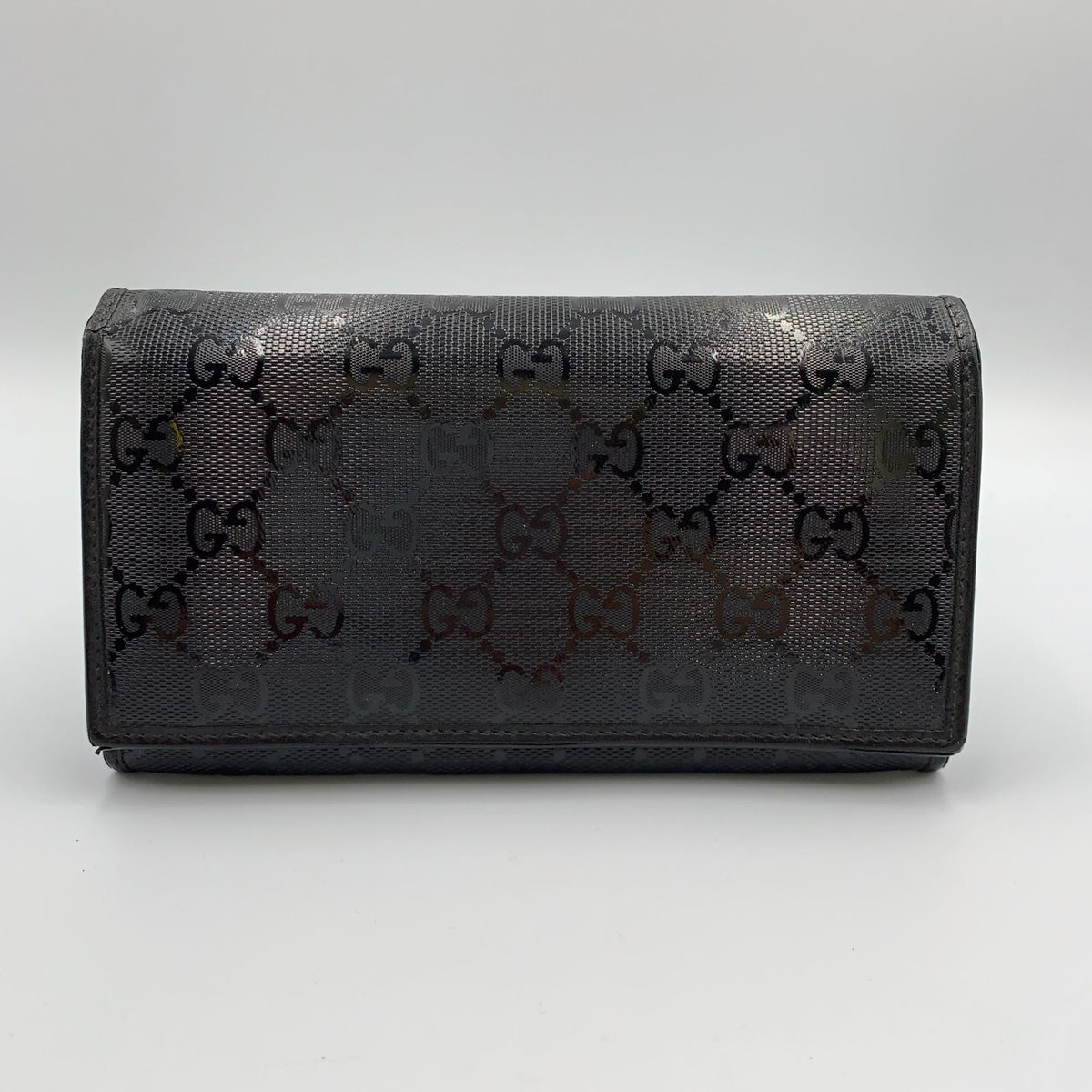 Gucci Imprime GG Pattern Leather Black Bifold Wallet Silver