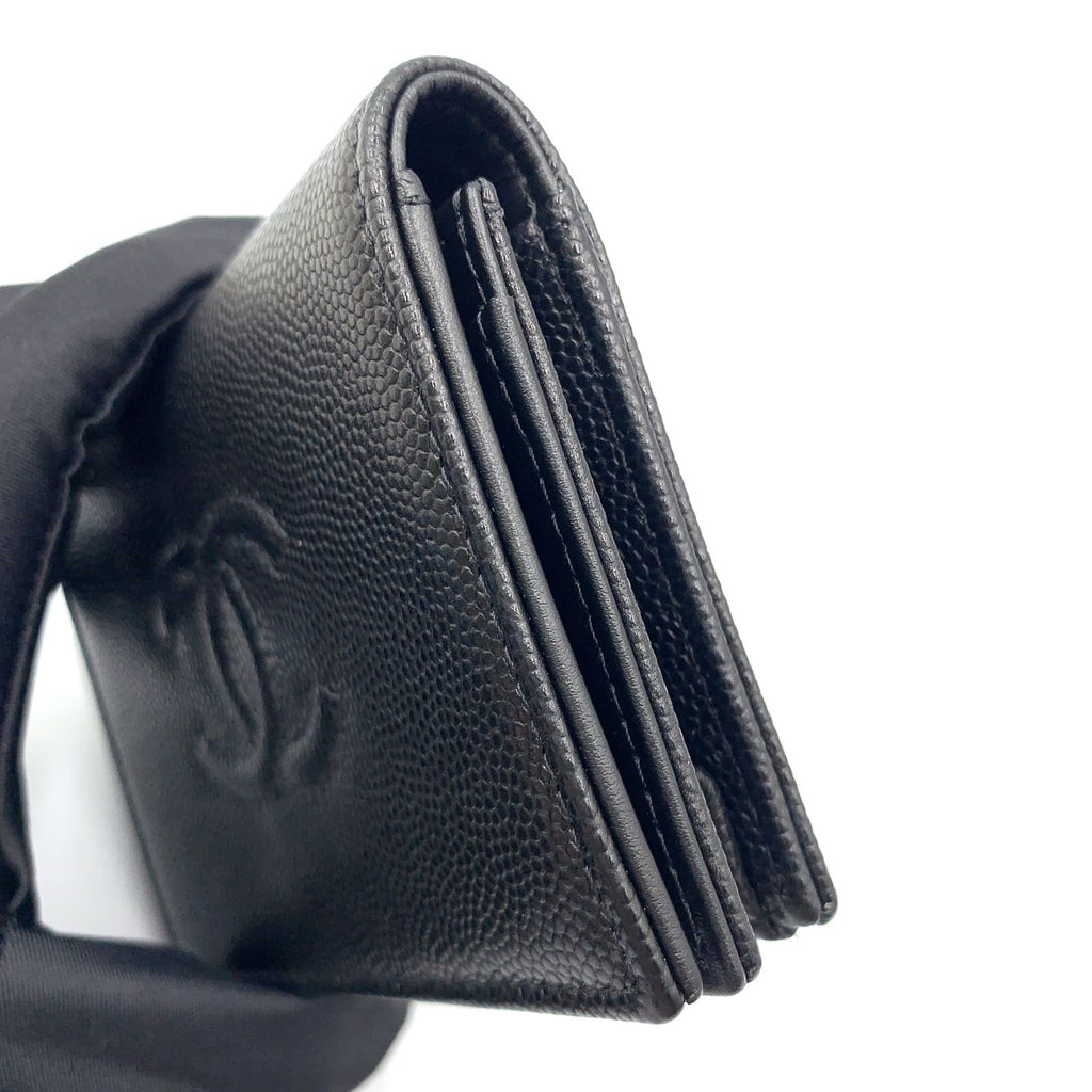 Chanel CC Logo Random Leather Caviar Black Card Case Silver — view 5