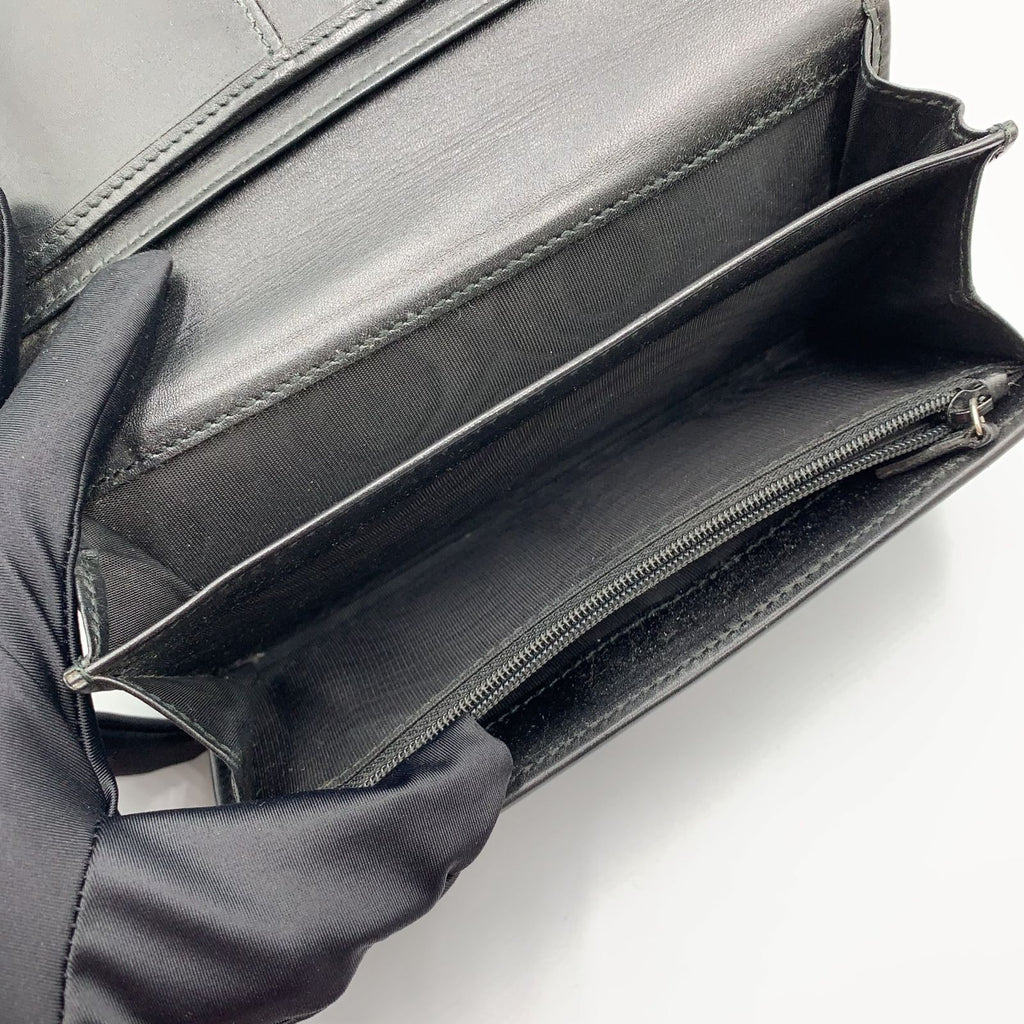 Gucci Imprime GG Pattern Leather Black Bifold Wallet Silver — view 3