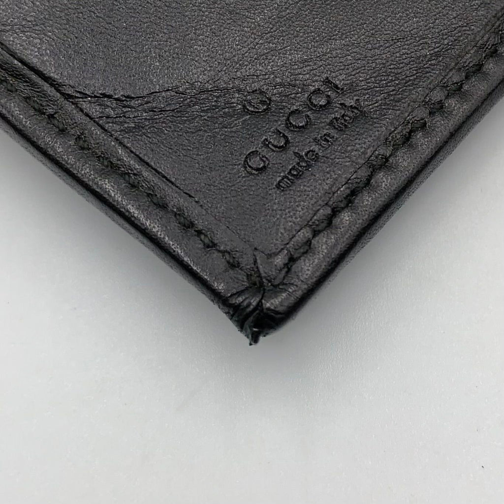 Gucci Imprime GG Pattern Leather Black Bifold Wallet Silver — view 5