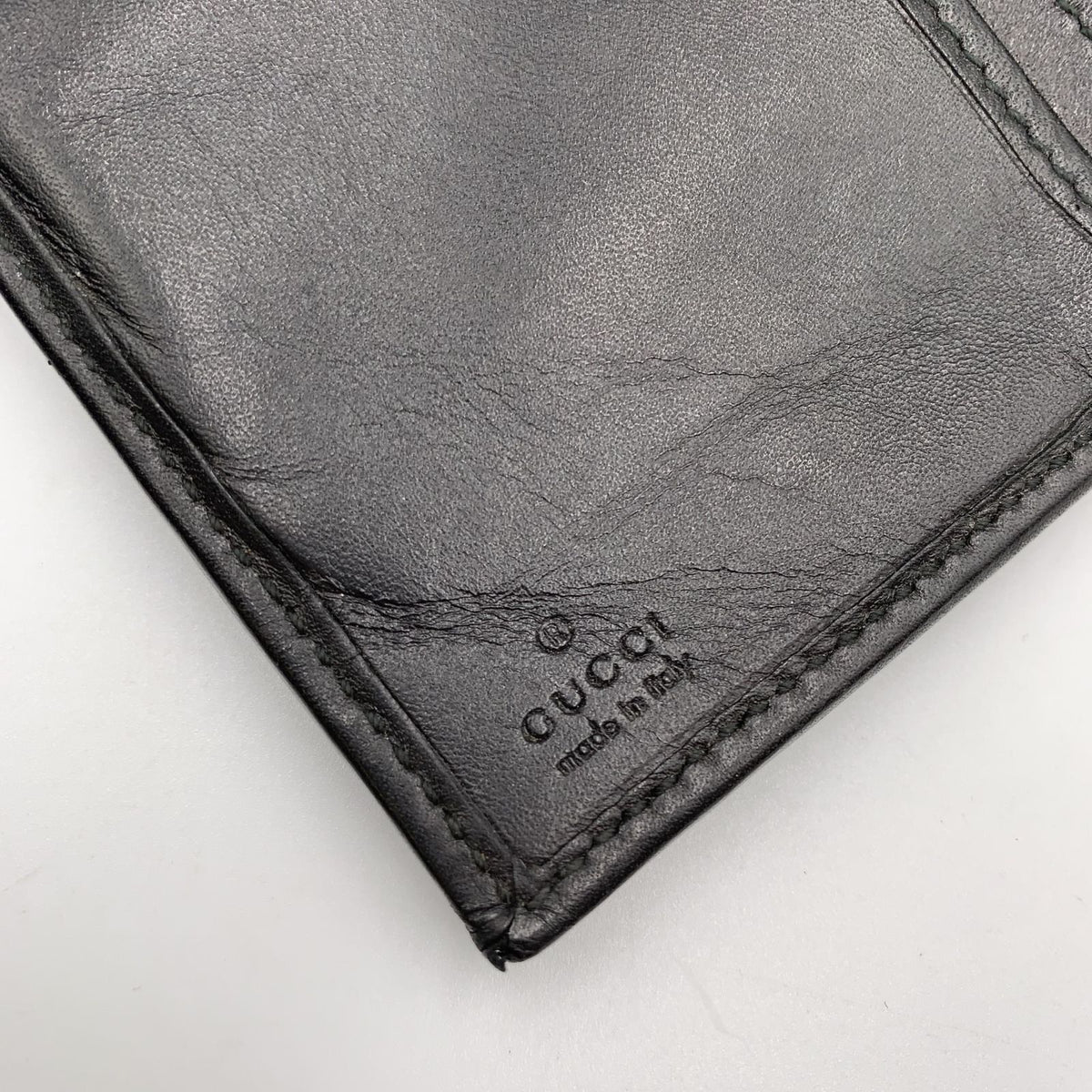 Gucci Imprime GG Pattern Leather Black Bifold Wallet Silver — view 4