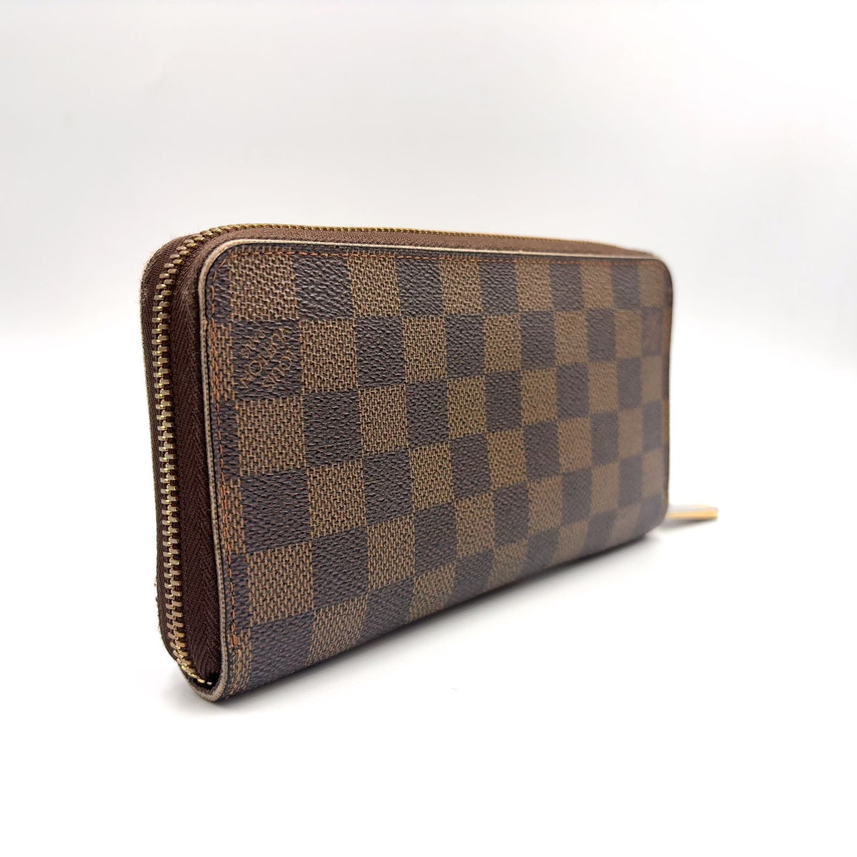 Louis Vuitton Zippy Wallet Damier Ebene Leather Brown Round Gold — view 2