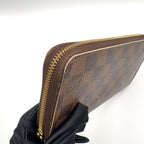 Louis Vuitton Zippy Wallet Damier Ebene Leather Brown Round Gold — view 6