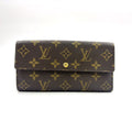 Louis Vuitton Portefeuille Sarah Monogram Leather Brown Bifold Wallet Gold