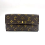 Louis Vuitton Portefeuille Sarah Monogram Leather Brown Bifold Wallet Gold