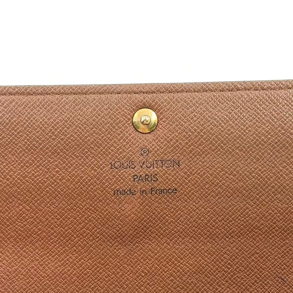 Louis Vuitton Portefeuille Sarah Monogram Leather Brown Bifold Wallet Gold — view 4