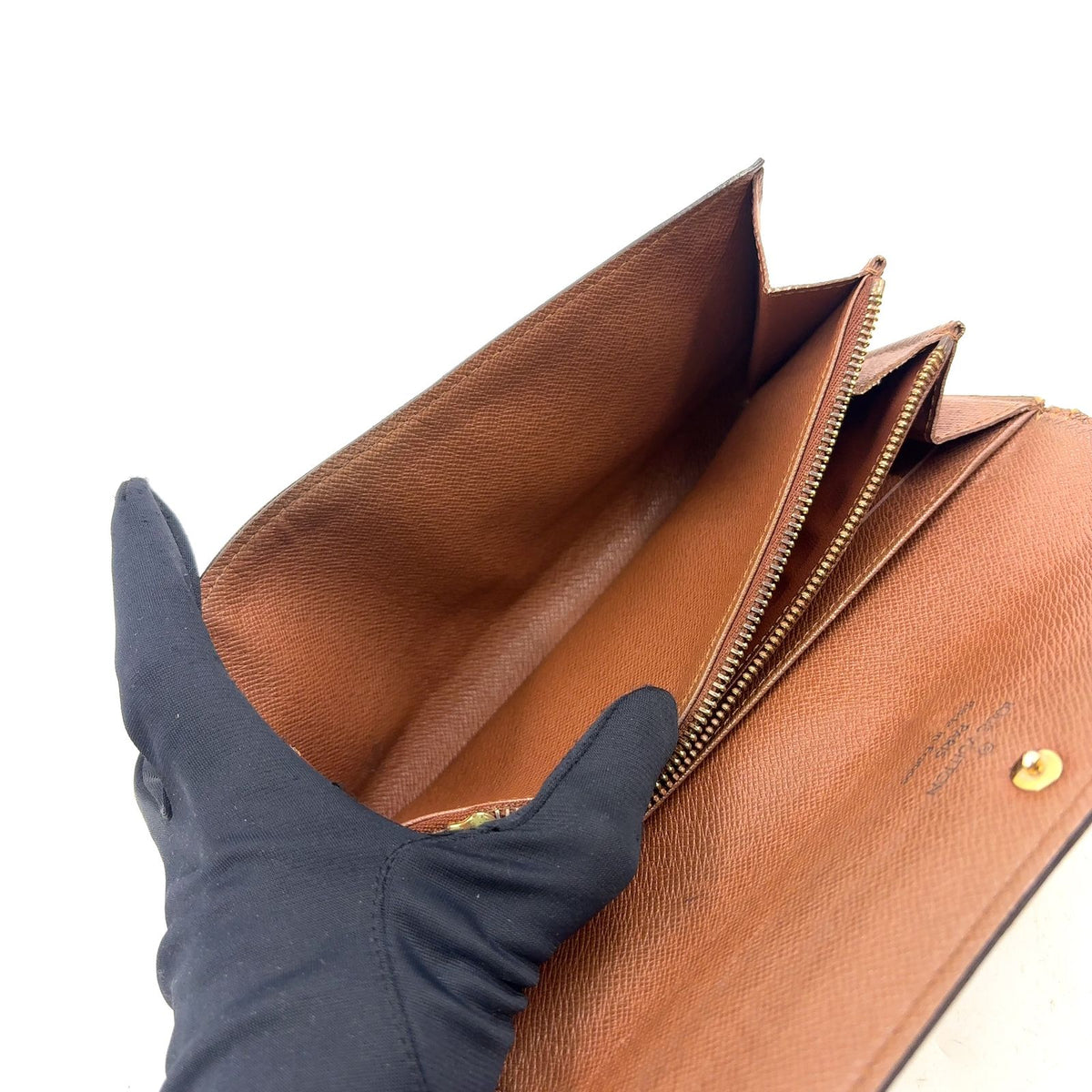 Louis Vuitton Portefeuille Sarah Monogram Leather Brown Bifold Wallet Gold — view 8