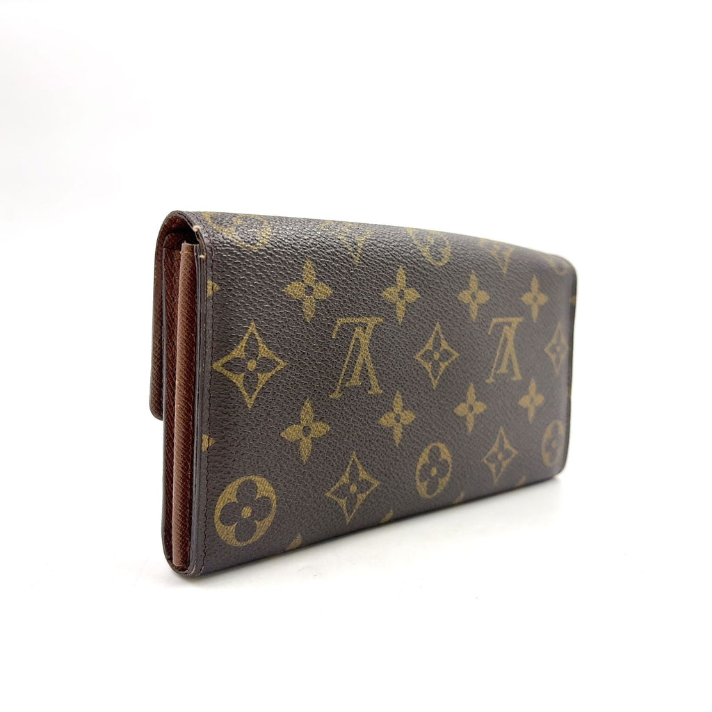 Louis Vuitton Portefeuille Sarah Monogram Leather Brown Bifold Wallet Gold — view 2