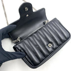 Gucci GG Marmont Mini Bag Chain Leather Black Silver — view 6