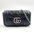 Gucci GG Marmont Mini Bag Chain Leather Black Silver