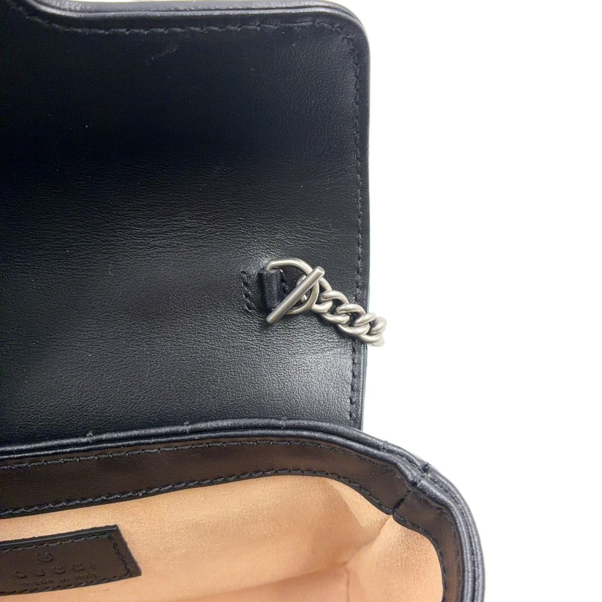 Gucci GG Marmont Mini Bag Chain Leather Black Silver — view 7