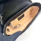 Gucci GG Marmont Mini Bag Chain Leather Black Silver — view 3