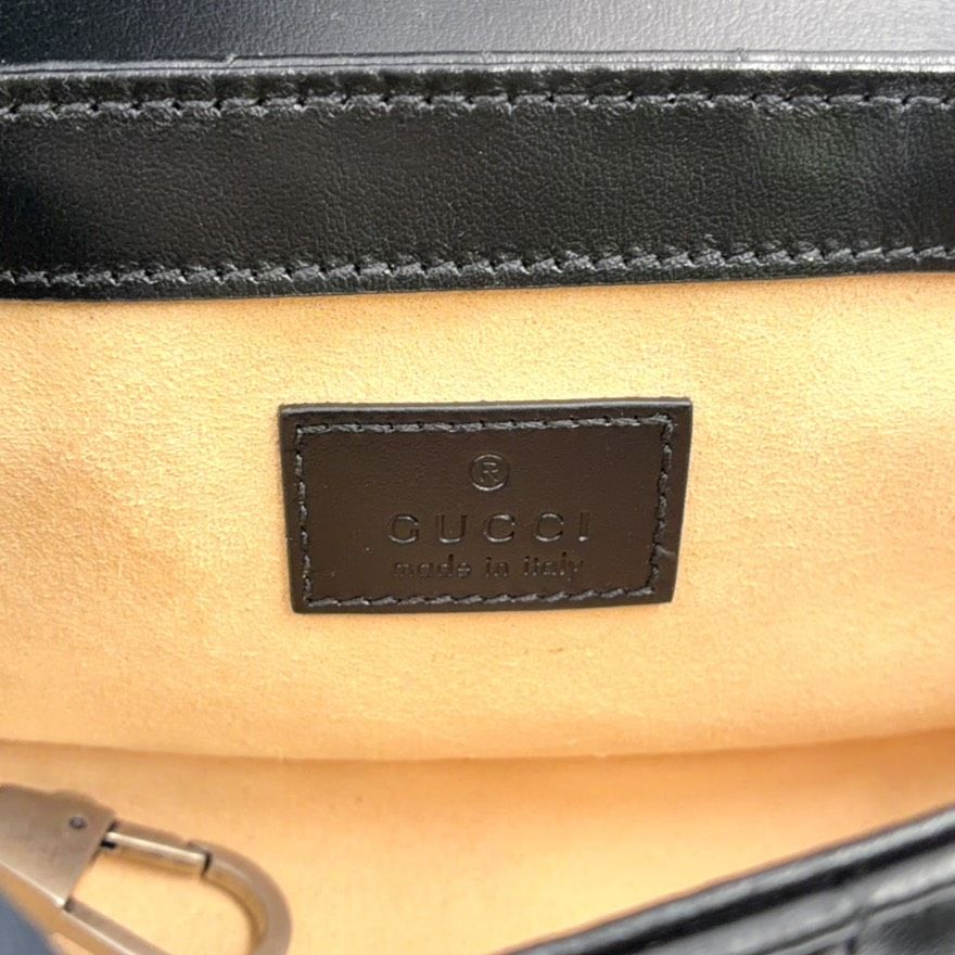 Gucci GG Marmont Mini Bag Chain Leather Black Silver — view 4