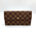 Louis Vuitton Pochette Porte Monnaie Credit Damier Ebene Leather Brown Bifold