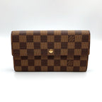 Louis Vuitton Pochette Porte Monnaie Credit Damier Ebene Leather Brown Bifold