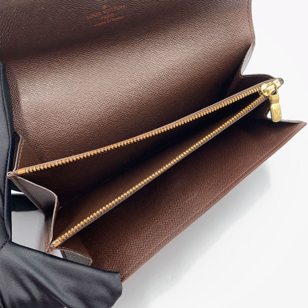 Louis Vuitton Pochette Porte Monnaie Credit Damier Ebene Leather Brown Bifold — view 3