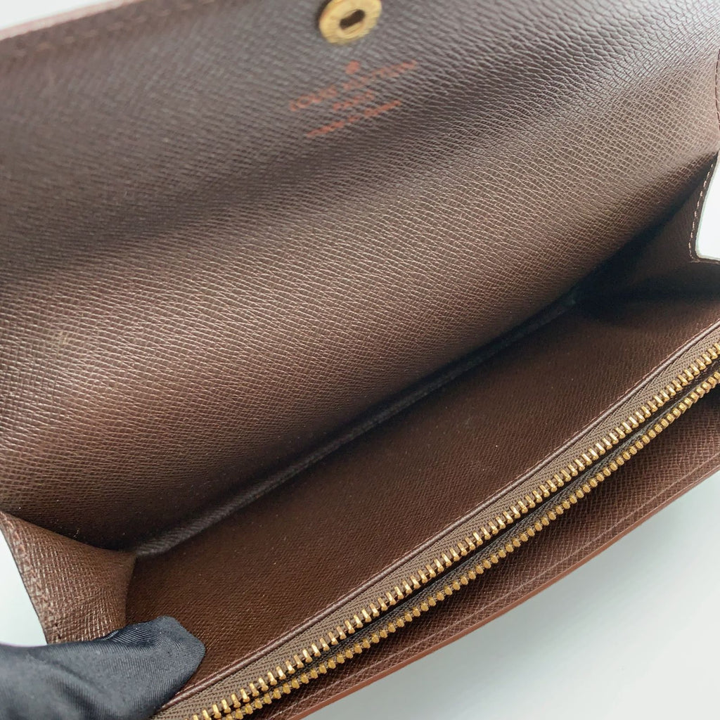 Louis Vuitton Pochette Porte Monnaie Credit Damier Ebene Leather Brown Bifold — view 6