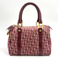 Dior Trotter Leather Canvas Bordeaux Handbag Gold