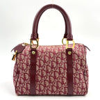 Dior Trotter Leather Canvas Bordeaux Handbag Gold