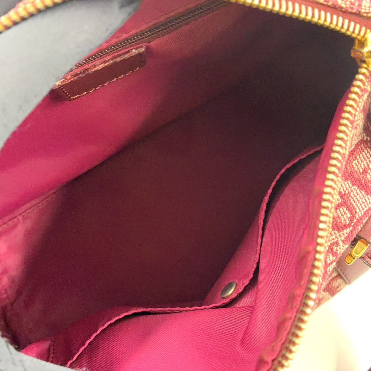 Dior Trotter Leather Canvas Bordeaux Handbag Gold — view 3