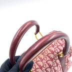 Dior Trotter Leather Canvas Bordeaux Handbag Gold — view 7