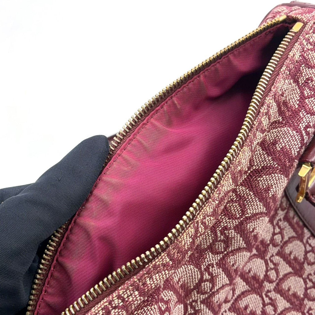 Dior Trotter Leather Canvas Bordeaux Handbag Gold — view 5