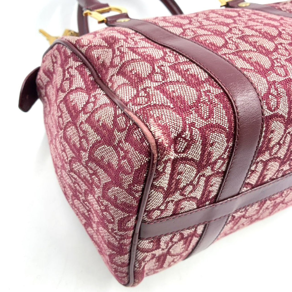 Dior Trotter Leather Canvas Bordeaux Handbag Gold — view 8