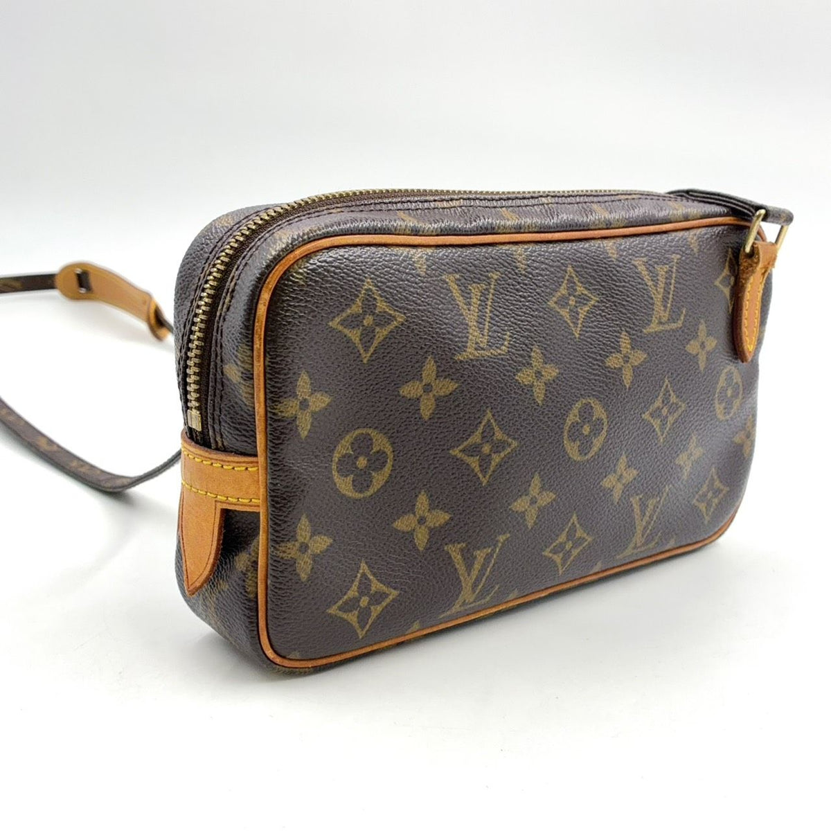 Louis Vuitton Marly Bandouliere Monogram Leather Brown Shoulder Bag Gold — view 2
