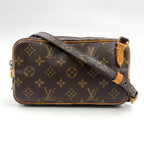 Louis Vuitton Marly Bandouliere Monogram Leather Brown Shoulder Bag Gold