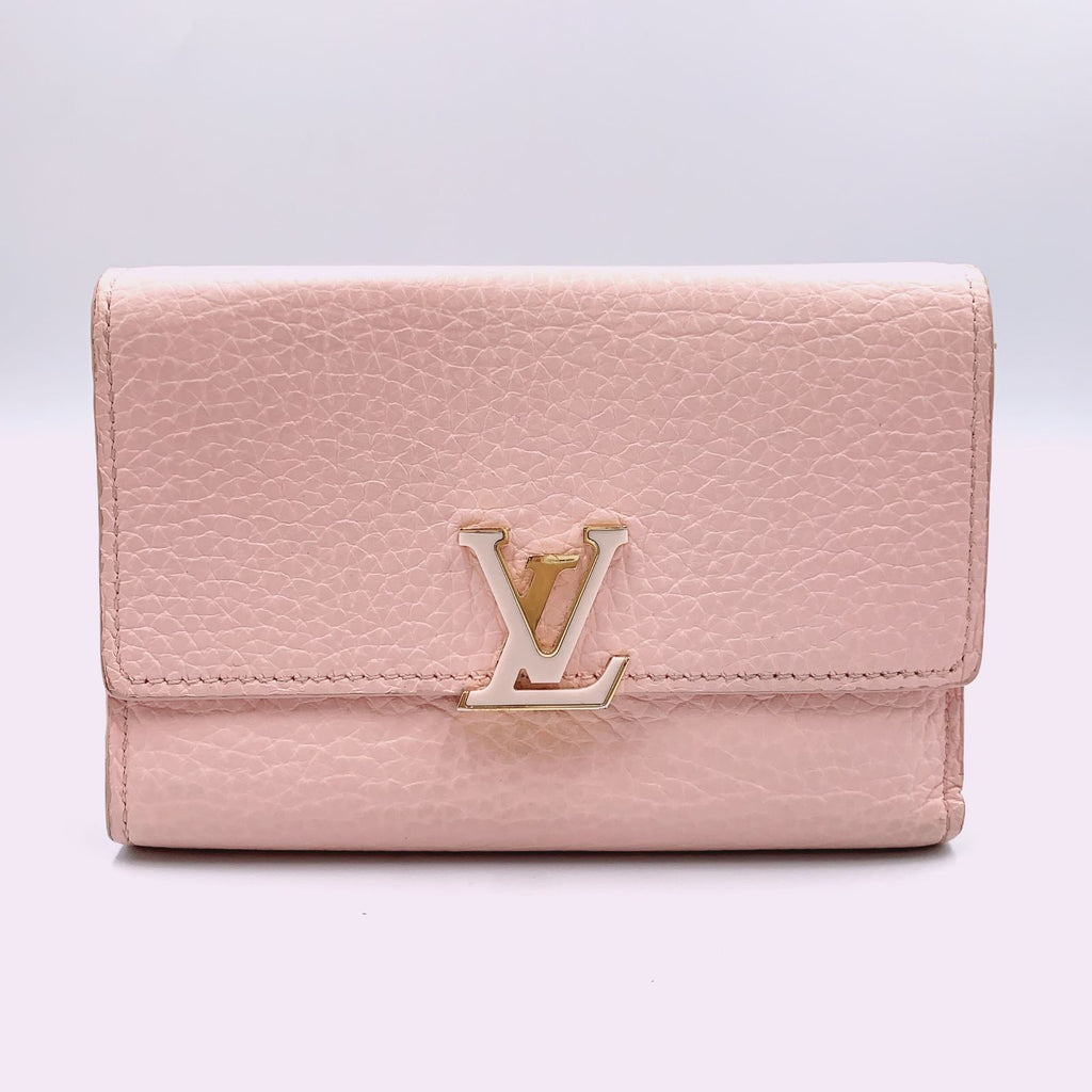 Louis Vuitton Portefeuille Capucines Leather Light Pink Wallet Gold