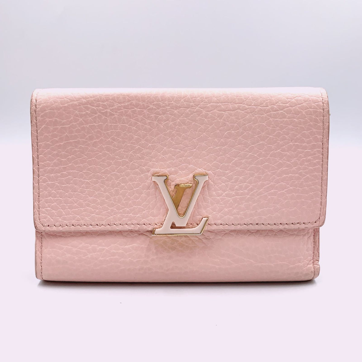 Louis Vuitton Portefeuille Capucines Leather Light Pink Wallet Gold