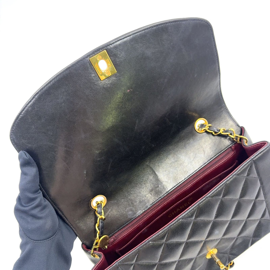 Chanel Quilted Diana Flap Lambskin Black Shoulder Bag Gold — view 8
