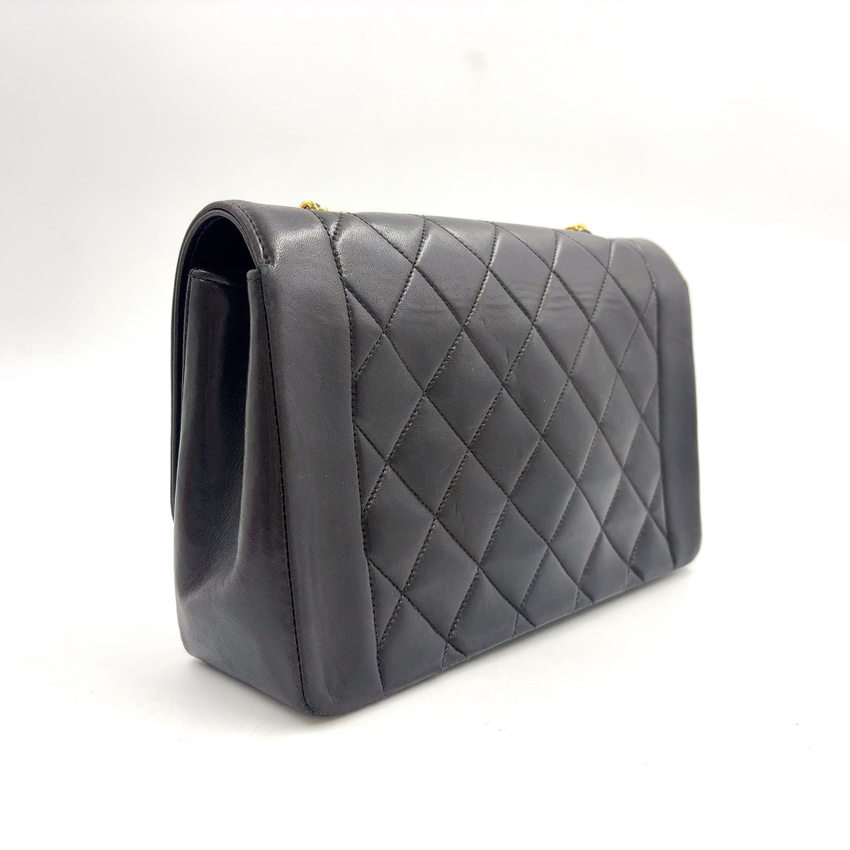 Chanel Quilted Diana Flap Lambskin Black Shoulder Bag Gold — view 2