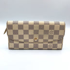 Louis Vuitton Azur Portefeuille Emily Leather White Bifold Wallet Gold