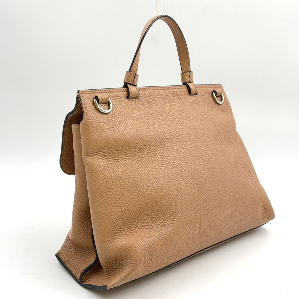 Gucci Bamboo Shoulder Bag Leather Beige Silver — view 2