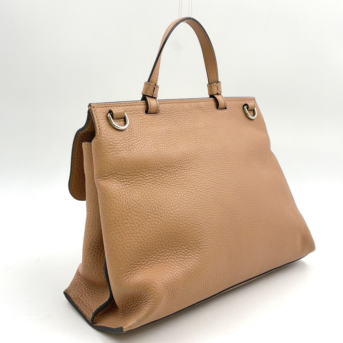 Gucci Bamboo Shoulder Bag Leather Beige Silver — view 2