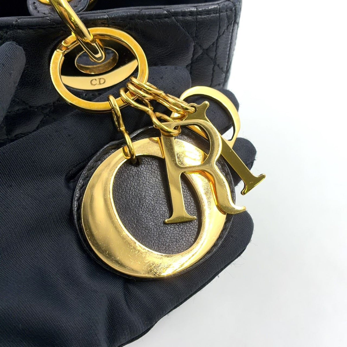 Dior Lady Medium Lambskin Black Handbag Gold — view 6