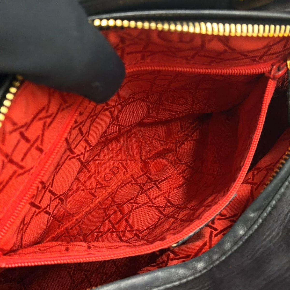 Dior Lady Medium Lambskin Black Handbag Gold — view 5