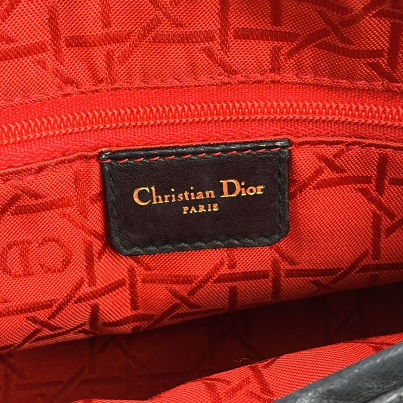Dior Lady Medium Lambskin Black Handbag Gold — view 4