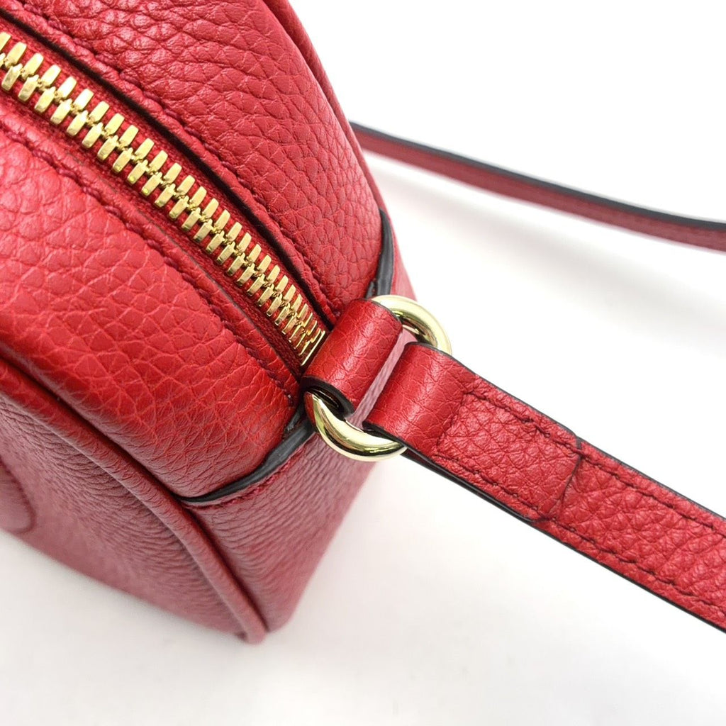 Gucci Soho Small Disco Interlocking G Leather Red Shoulder Bag Gold — view 6