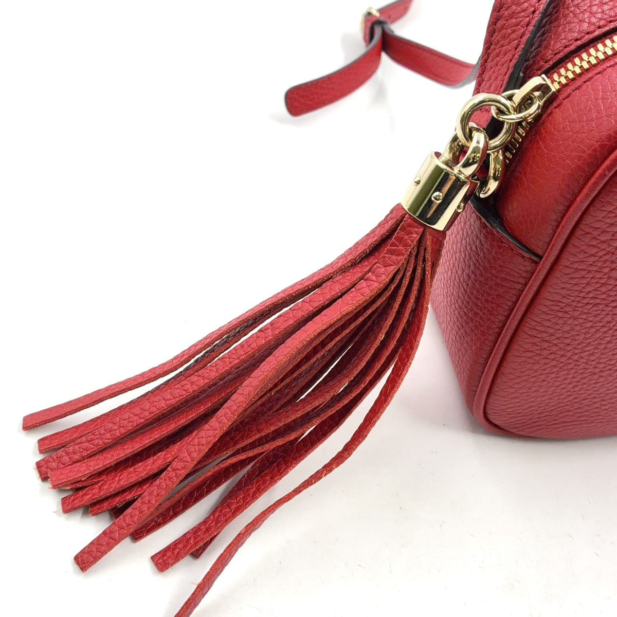 Gucci Soho Small Disco Interlocking G Leather Red Shoulder Bag Gold — view 5