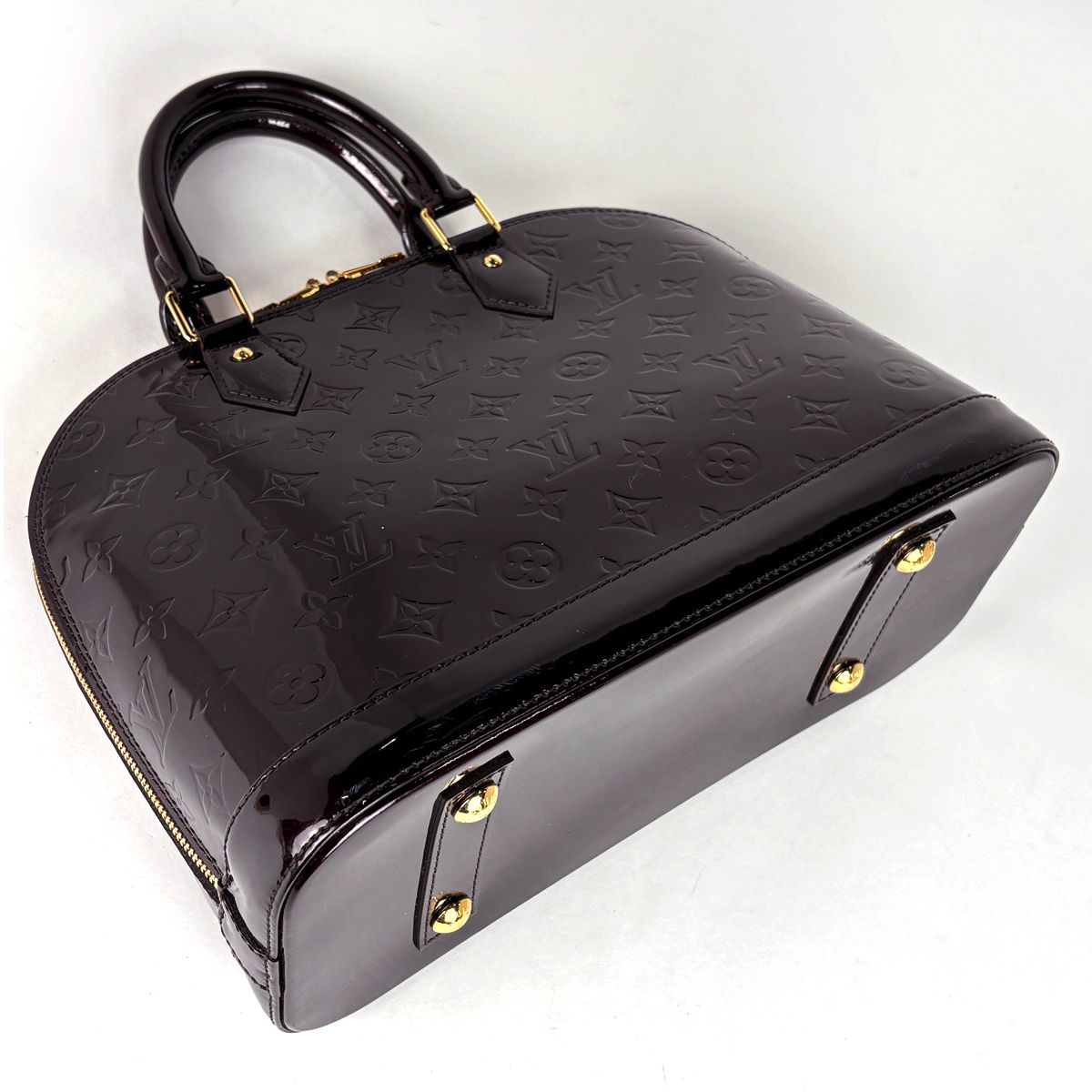 Louis Vuitton Alma PM Handbag Patent Leather Monogram Vernis Amarante — view 2